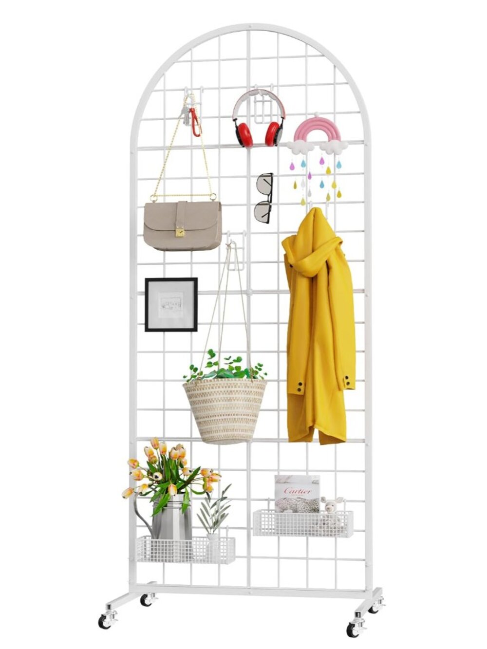Grid Wall Panel 2' x 5.2' FT Metal Grid Display Stand 1PCS White